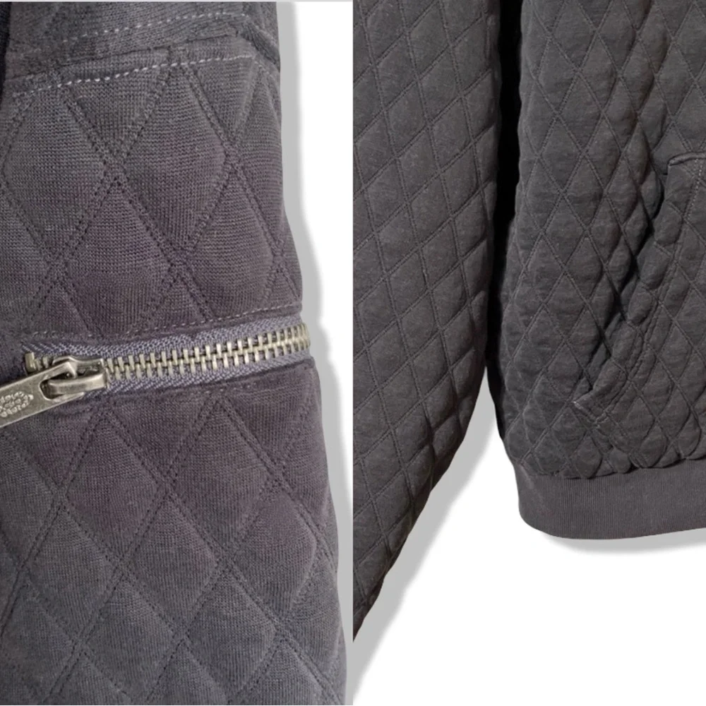 Free People Movement Oversized Quilted Hoodie Jacket Full Zip Dark Gray | Size M - Picture 14 of 16